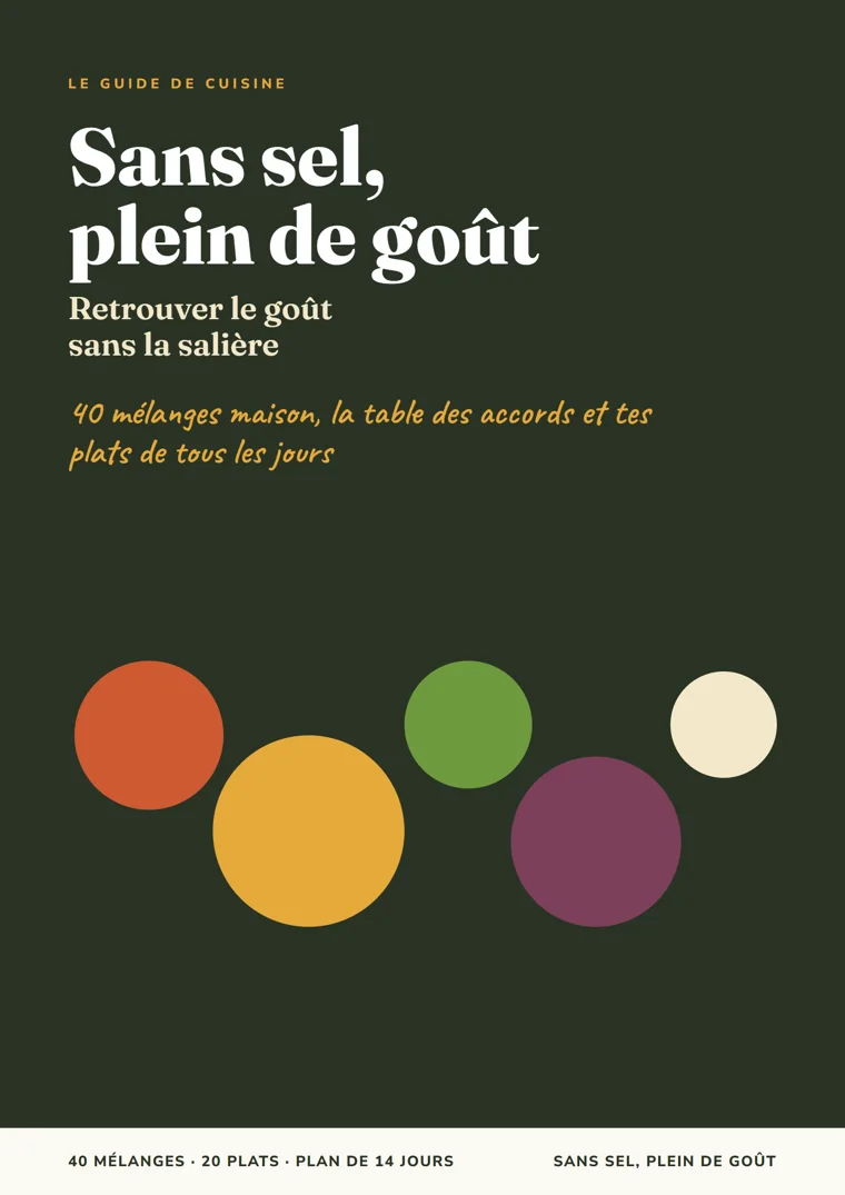 Sans sel, plein de goût : la couverture du guide de cuisine